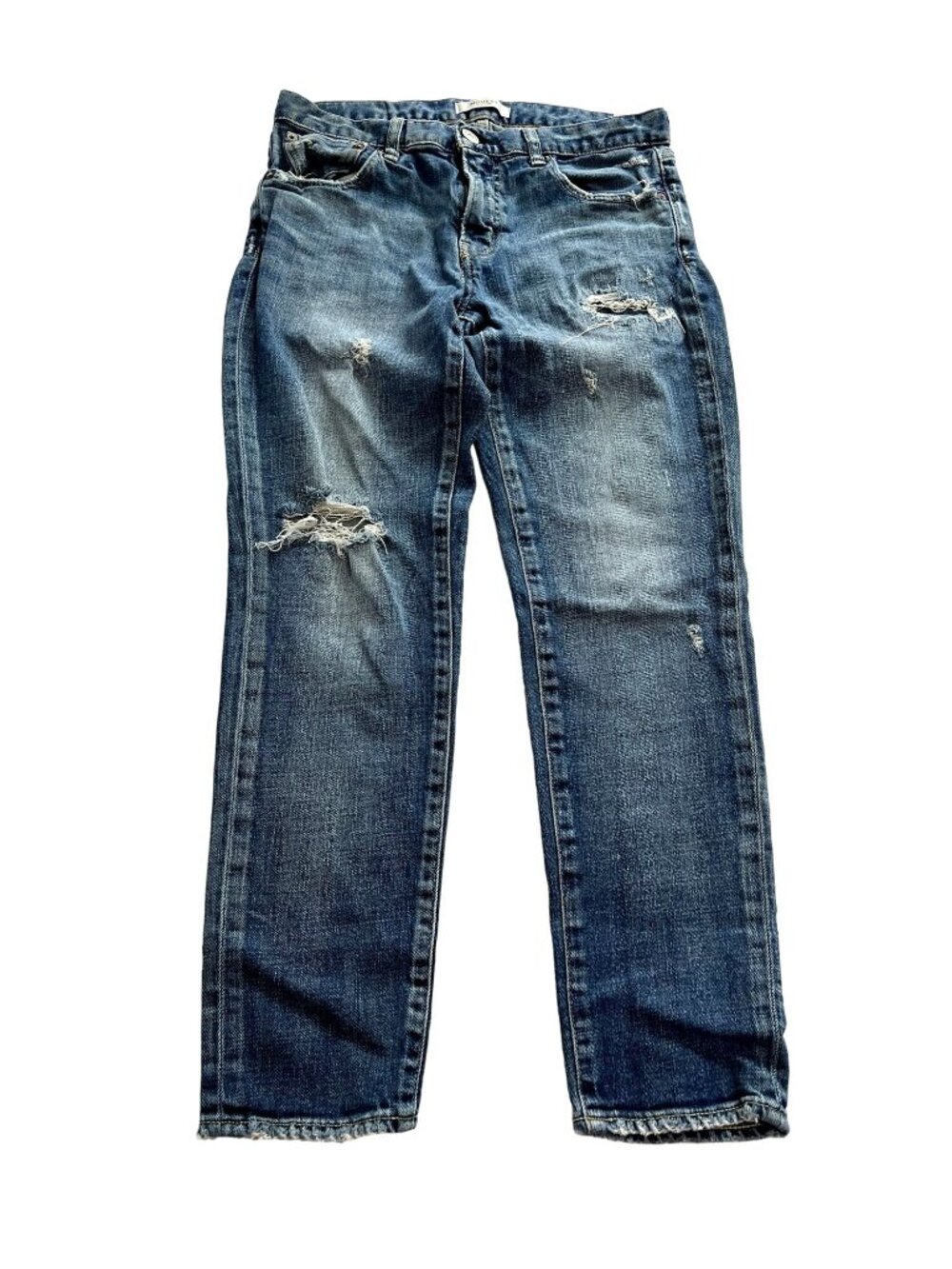 MOUSSY Vintage Howa Distressed Jeans in Blue Denim
